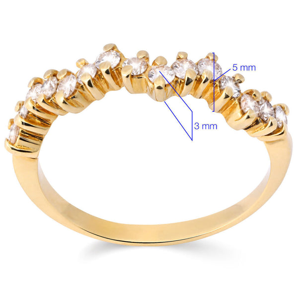 Meia Aliança em Ouro Amarelo 18k com  Diamantes