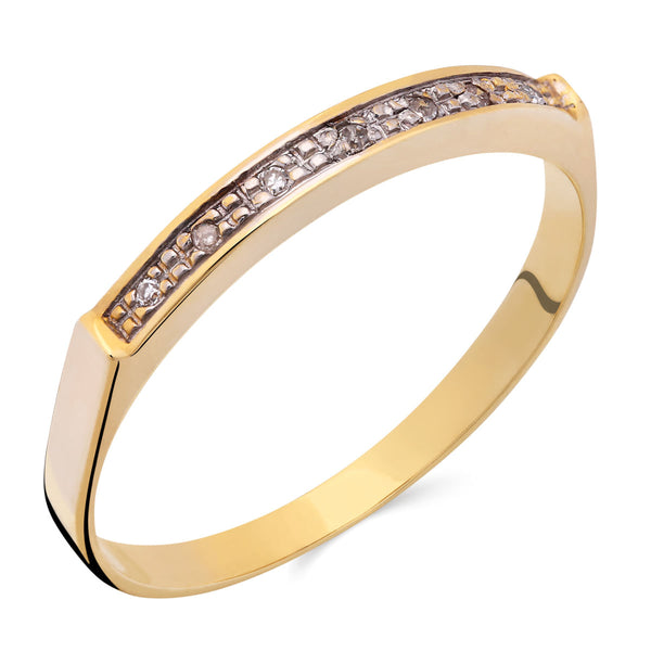 Meia Aliança de Ouro com Diamantes Aprox. 5 pts 18k