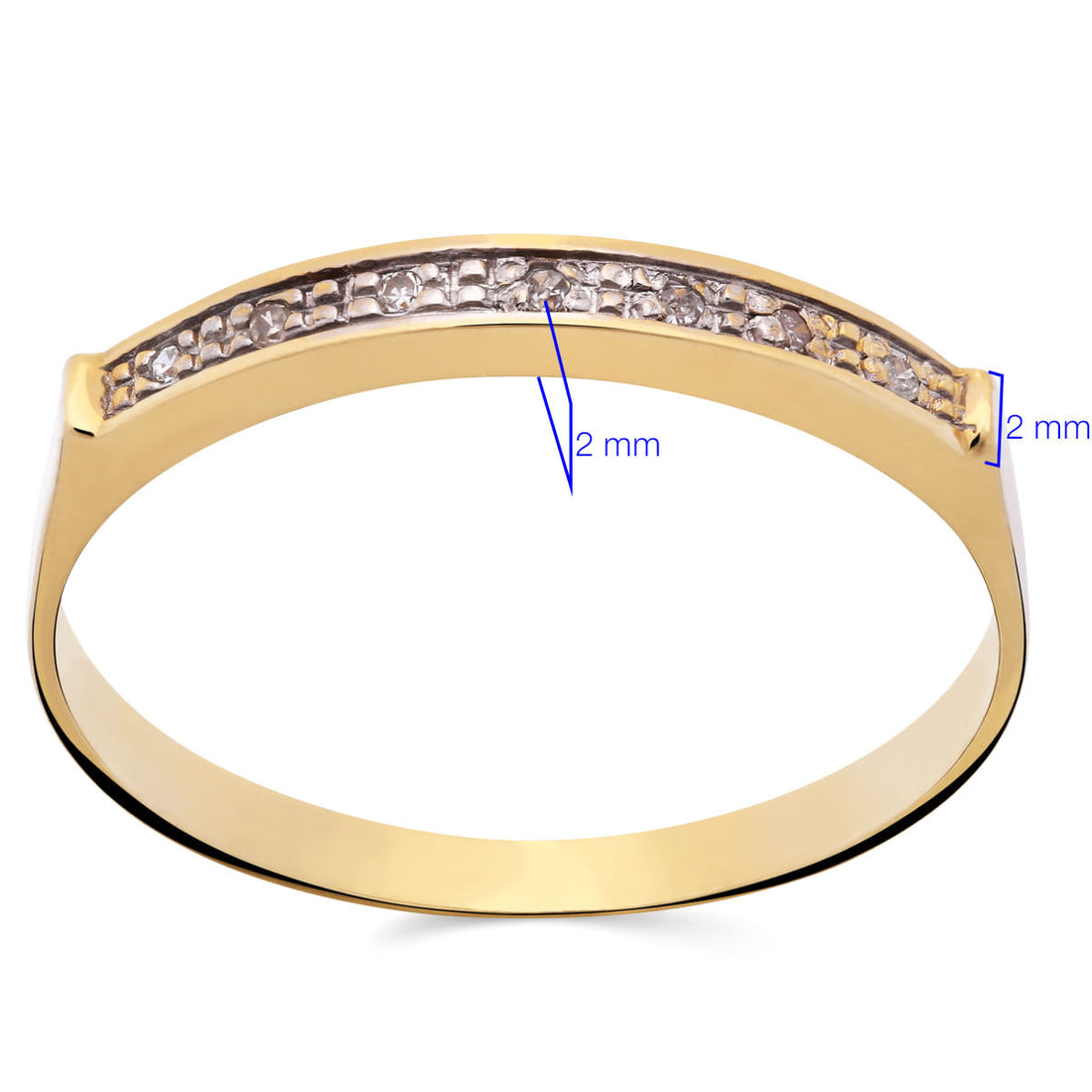 Meia Aliança de Ouro com Diamantes Aprox. 5 pts 18k