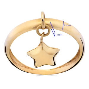 Anel Com Berloque Estrela Ouro Amarelo