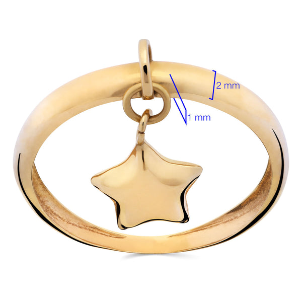 Anel Com Berloque Estrela Ouro Amarelo