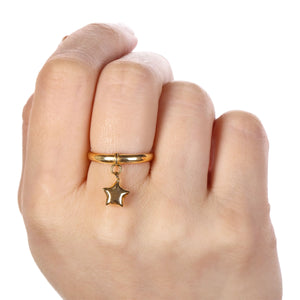 Anel Com Berloque Estrela Ouro Amarelo