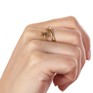 Anel Com Berloque Estrela Ouro Amarelo