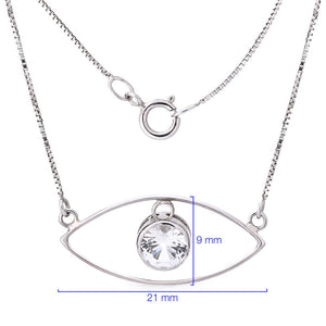 Pingente em Ouro Branco 18k Olho Grego com Cristal