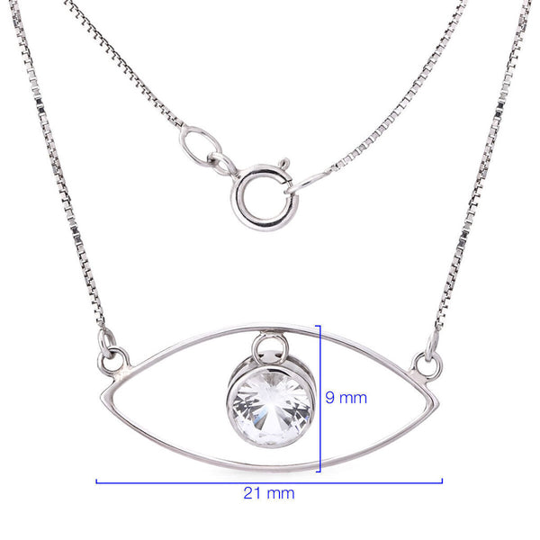 Pingente em Ouro Branco 18k Olho Grego com Cristal