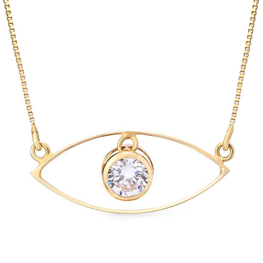 Pingente Em Ouro Amarelo 18k Olho Grego com Zirconia