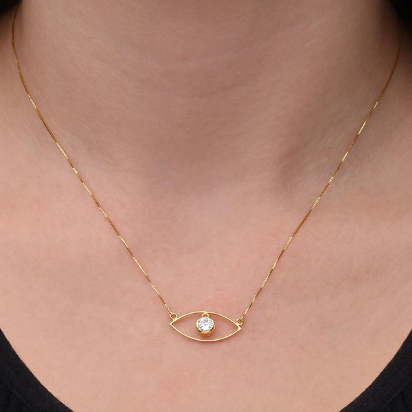 Pingente Em Ouro Amarelo 18k Olho Grego com Zirconia