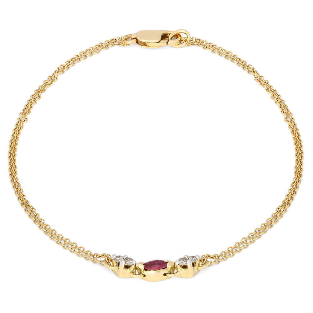 Pulseira em Ouro Amarelo 18 k com Rubi e Diamantes
