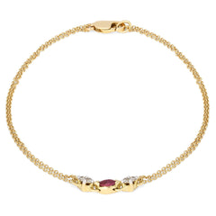 Pulseira em Ouro Amarelo 18 k com Rubi e Diamantes