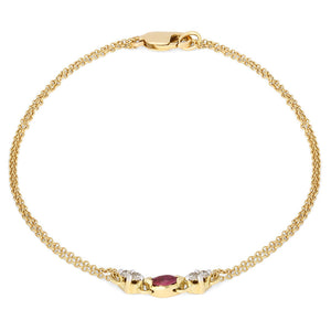 Pulseira em Ouro Amarelo 18 k com Rubi e Diamantes