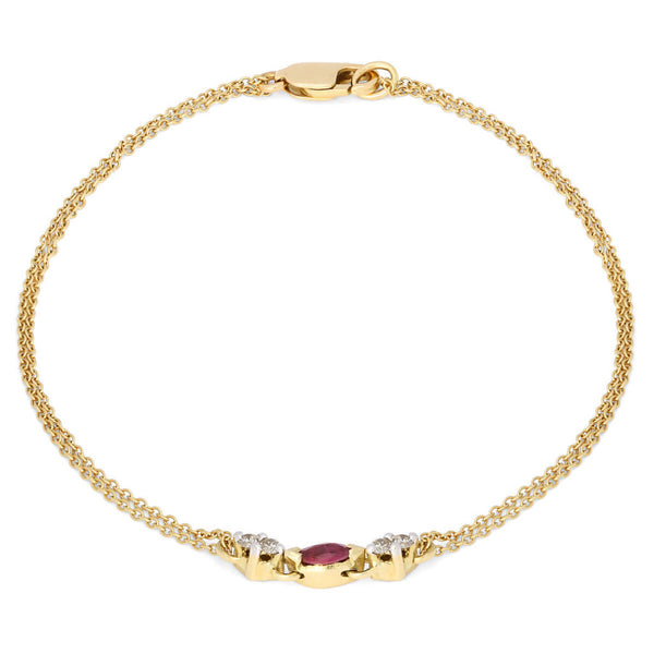 Pulseira em Ouro Amarelo 18 k com Rubi e Diamantes