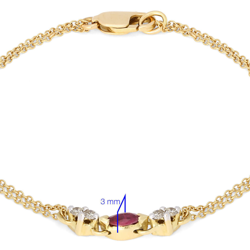 Pulseira em Ouro Amarelo 18 k com Rubi e Diamantes
