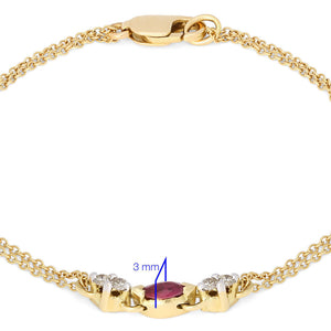 Pulseira em Ouro Amarelo 18 k com Rubi e Diamantes