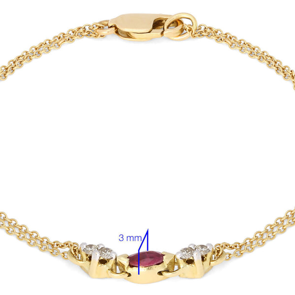 Pulseira em Ouro Amarelo 18 k com Rubi e Diamantes