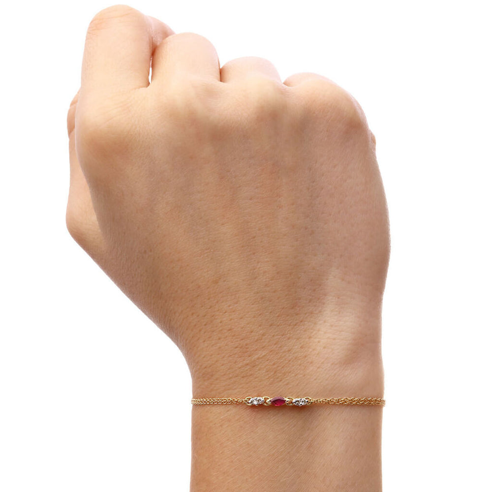Pulseira em Ouro Amarelo 18 k com Rubi e Diamantes