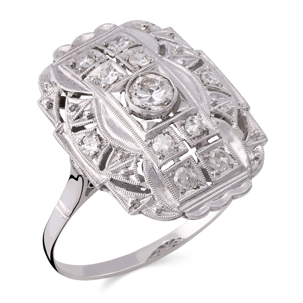 193950 - Anel em Ouro Branco 18 k com Diamantes Aprox. 40 pts