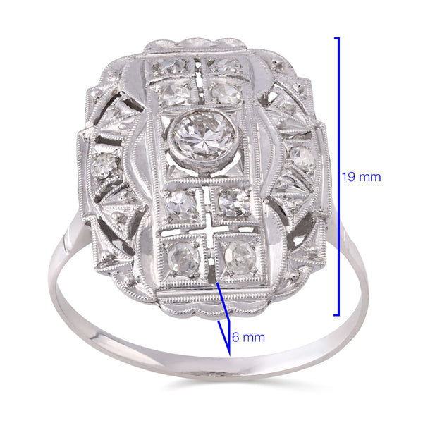 193950 - Anel em Ouro Branco 18 k com Diamantes Aprox. 40 pts