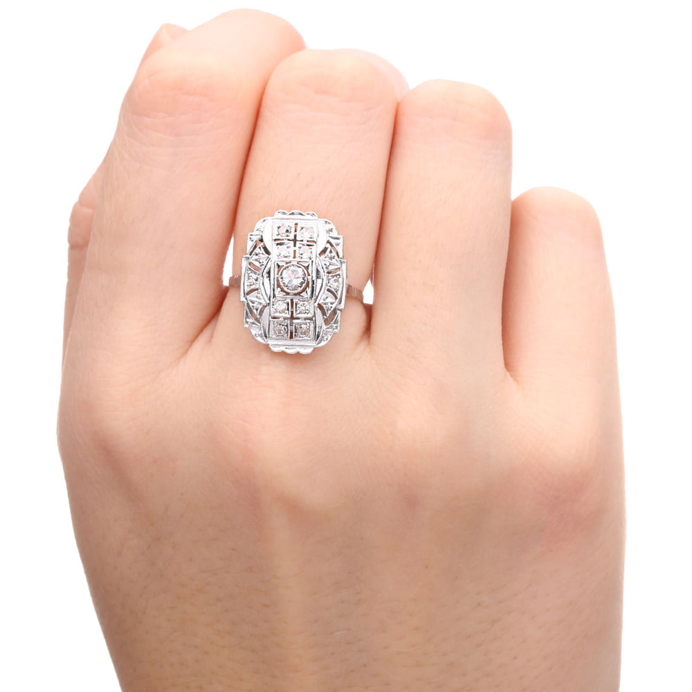 193950 - Anel em Ouro Branco 18 k com Diamantes Aprox. 40 pts