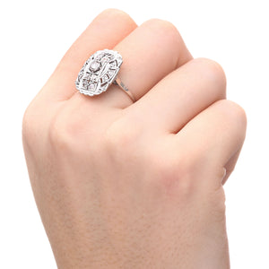 193950 - Anel em Ouro Branco 18 k com Diamantes Aprox. 40 pts