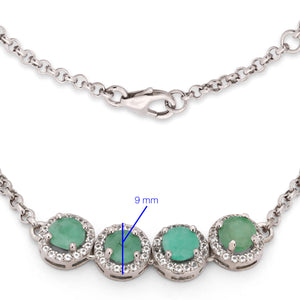 Pulseira em Prata 925 com 4 Esmeraldas e Topázios Brancos