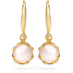 Par de Brincos de Ouro Amarelo 18 k com Perolas 5 mm