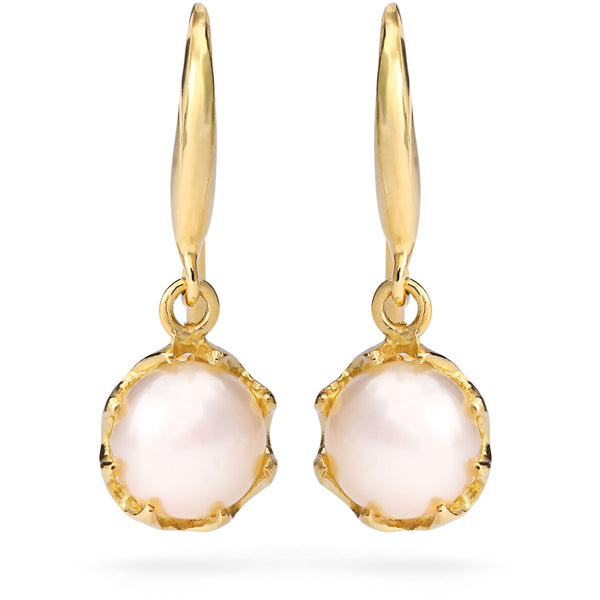 Par de Brincos de Ouro Amarelo 18 k com Perolas 5 mm