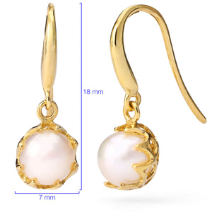 Par de Brincos de Ouro Amarelo 18 k com Perolas 5 mm