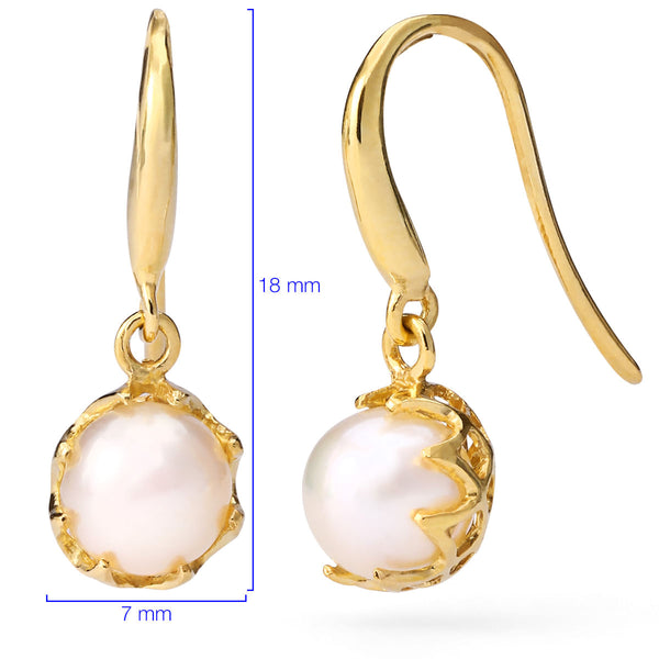 Par de Brincos de Ouro Amarelo 18 k com Perolas 5 mm
