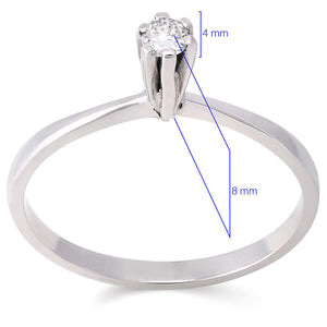 Anel Ouro Branco Solitário de Diamantes