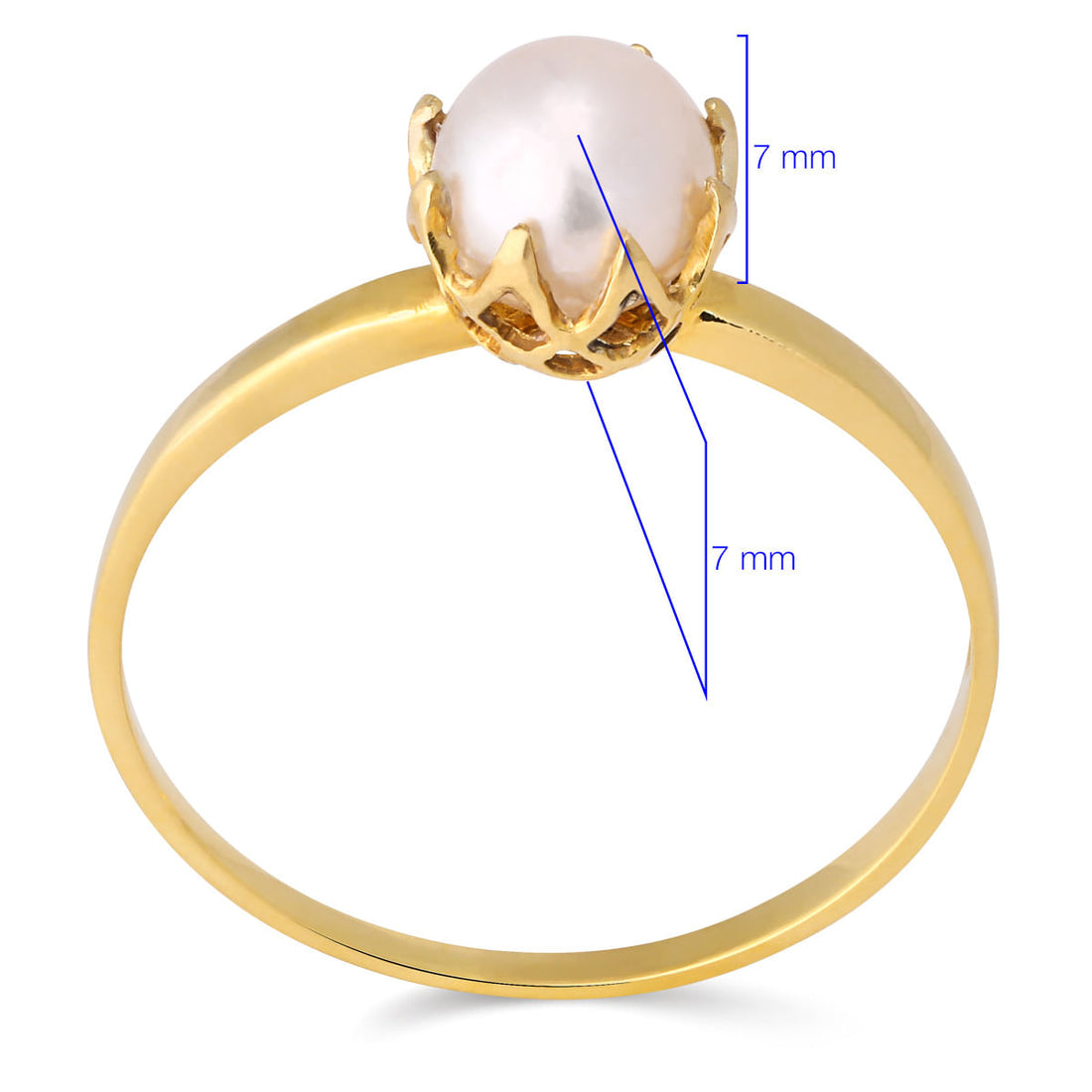 Anel de Ouro Amarelo 18k com Perola 5 mm