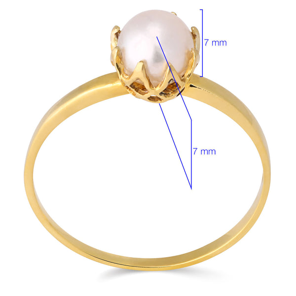 Anel de Ouro Amarelo 18k com Perola 5 mm