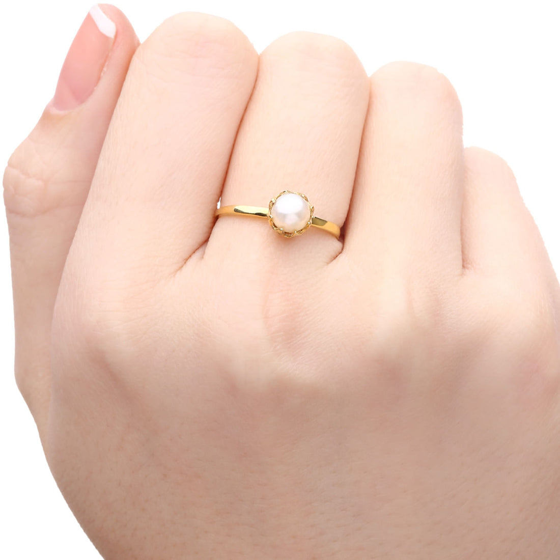 Anel de Ouro Amarelo 18k com Perola 5 mm