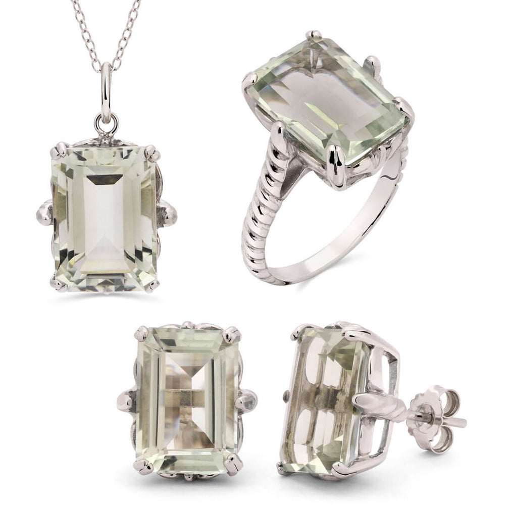 Conjunto em Prata 925 com Ametista Verde
