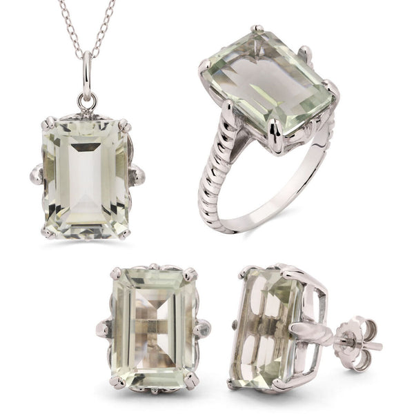 Conjunto em Prata 925 com Ametista Verde