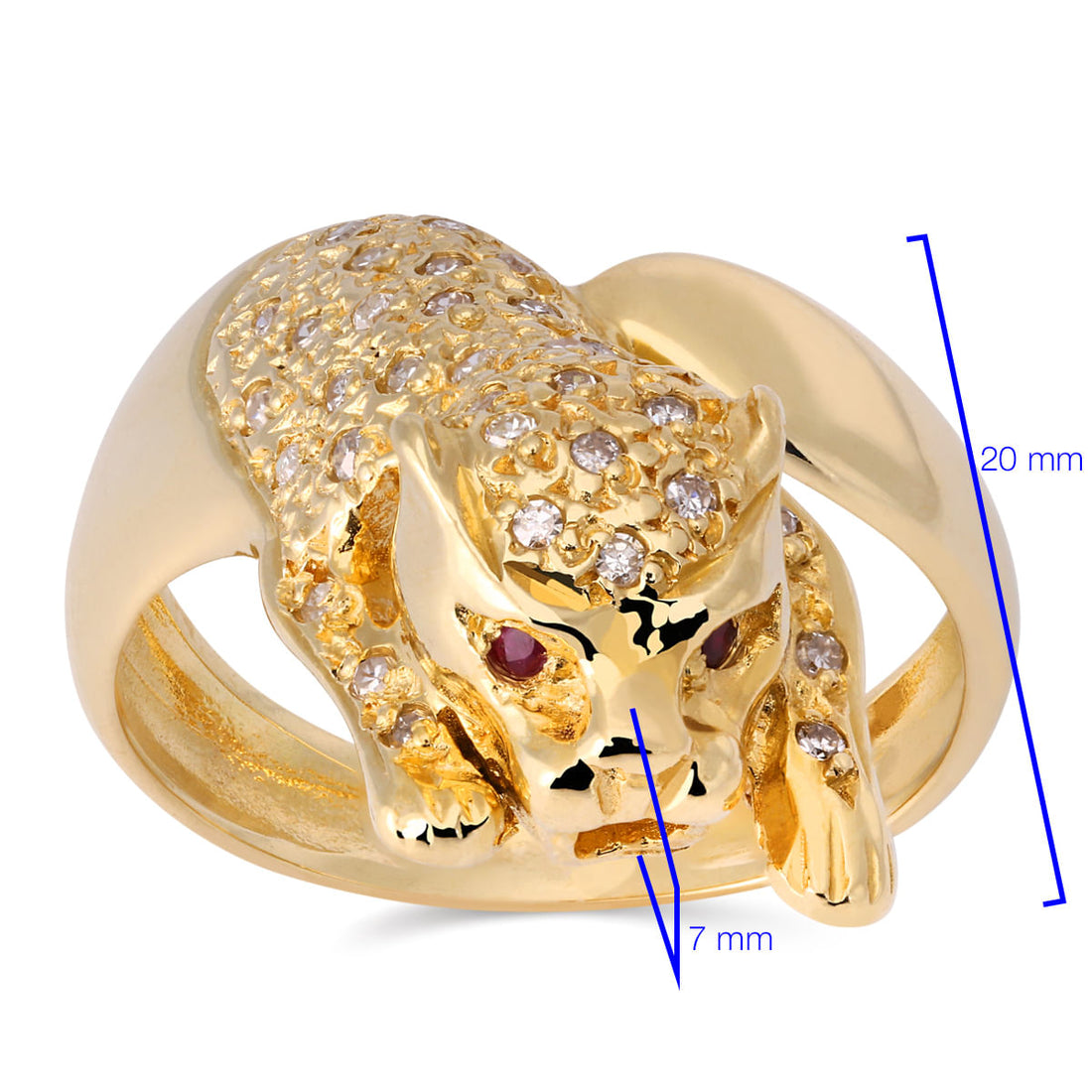 Anel em Ouro Amarelo 18 k Pantera com Diamantes