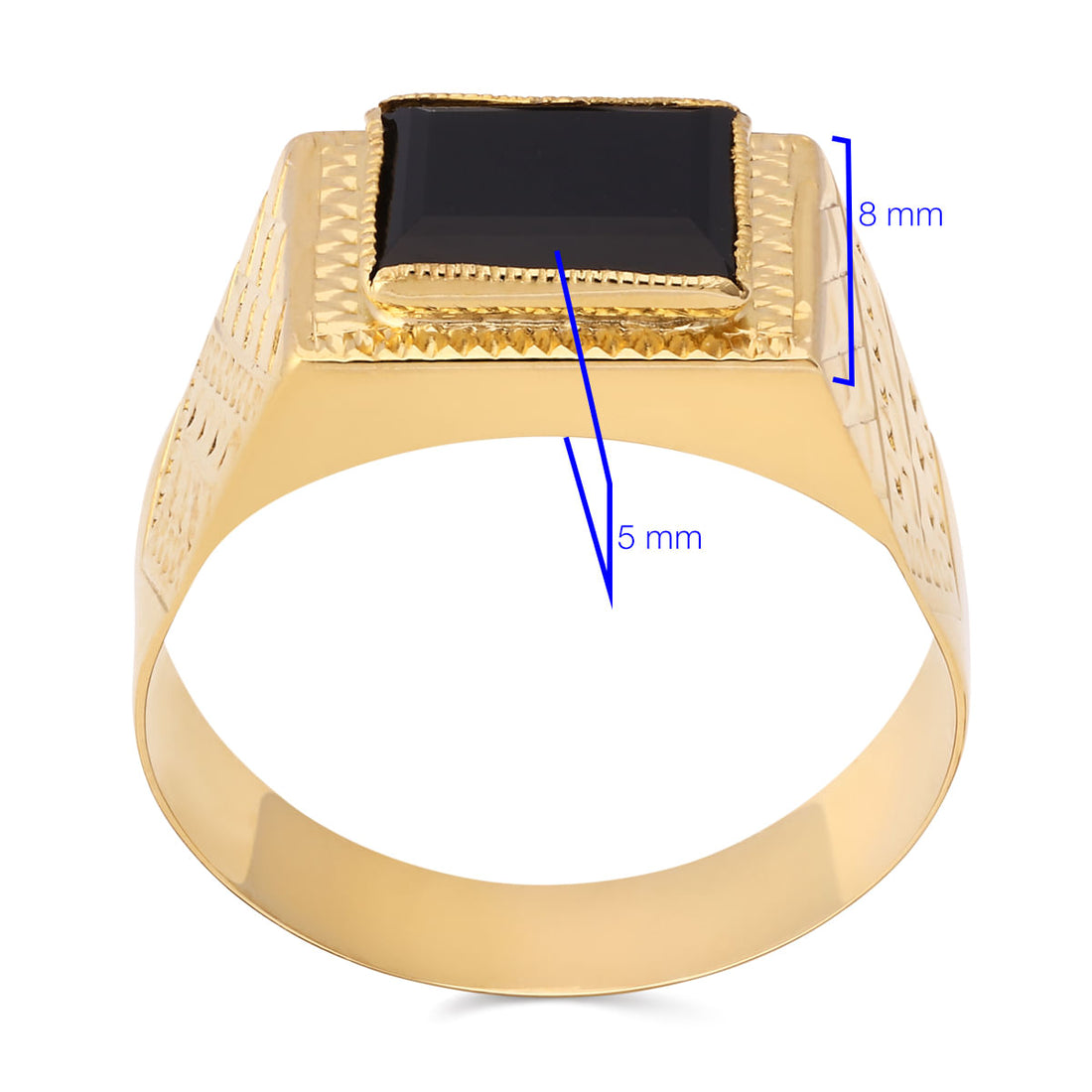 Anel de Ouro Amarelo com Onix Retangular