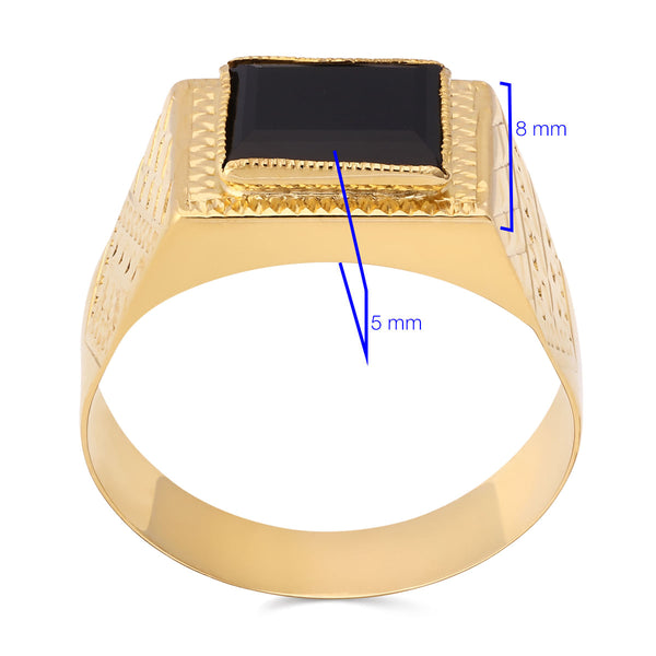 Anel de Ouro Amarelo com Onix Retangular