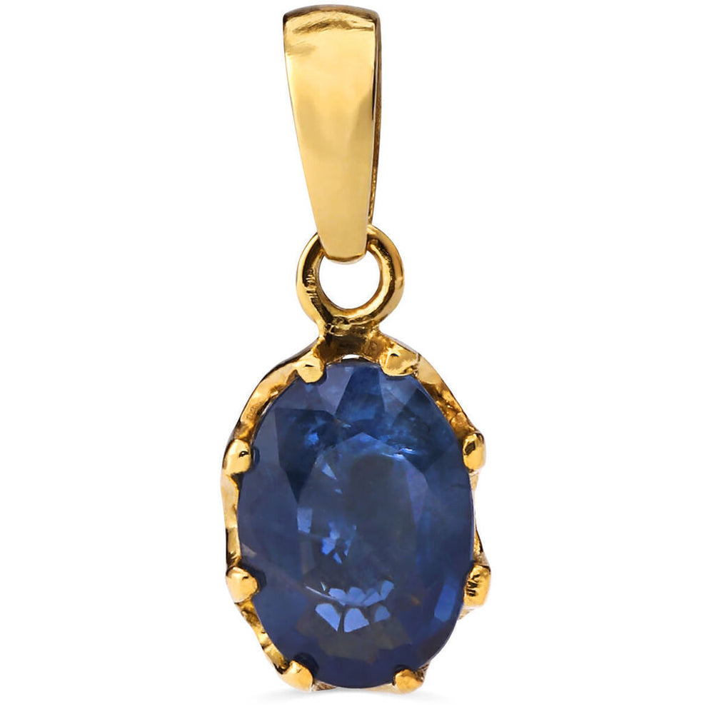 Pingente em Ouro Amarelo 18k Cestinha com Safira Azul