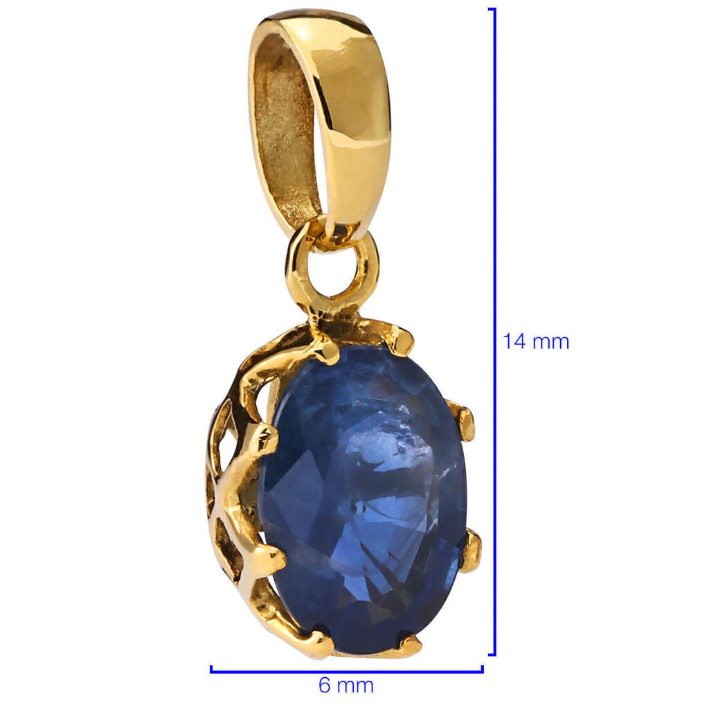 Pingente em Ouro Amarelo 18k Cestinha com Safira Azul