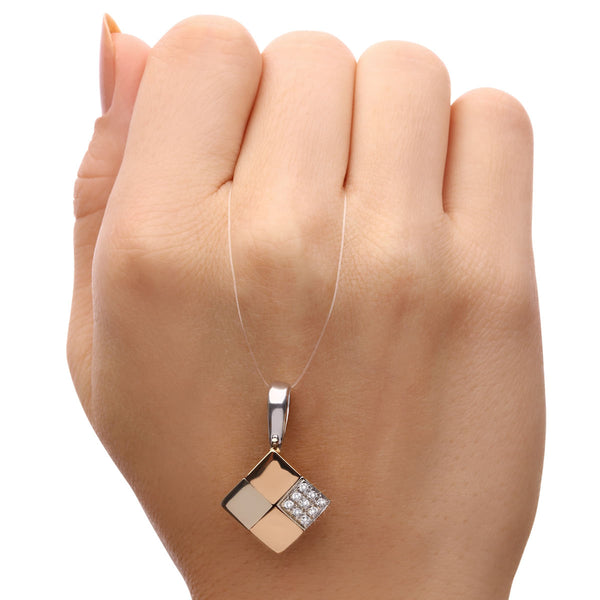 Pingente em Ouro Branco 18k Com Diamantes