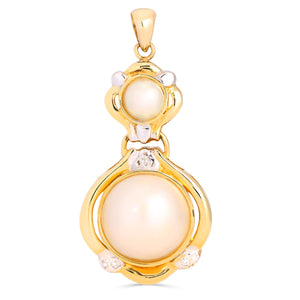 Pingente com Madre Perola e Diamante (*720*) Ouro Amarelo 18k