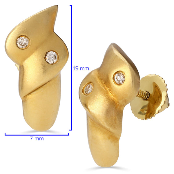 Par de Brinco em Ouro Amarelo 18k com 4 Diamantes