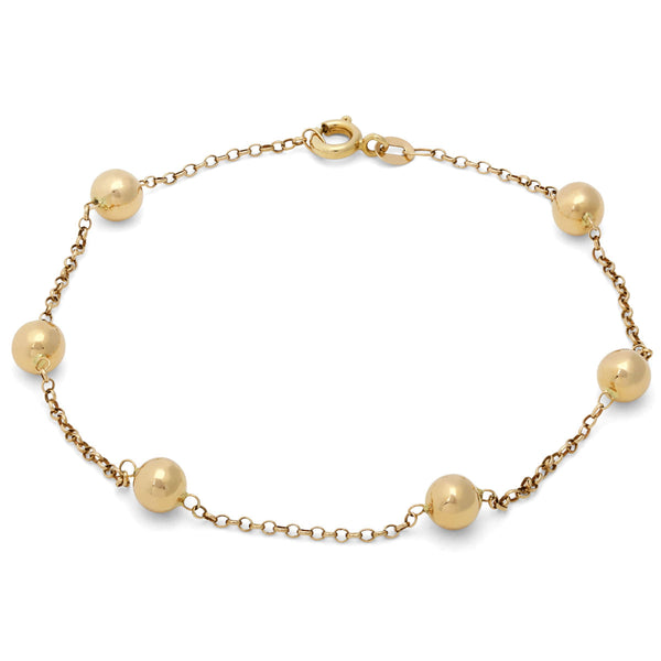 Pulseira Elos com Esferinhas - 19 cm Au Am 18k