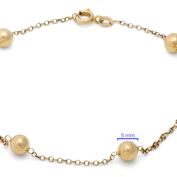 Pulseira Elos com Esferinhas - 19 cm Au Am 18k