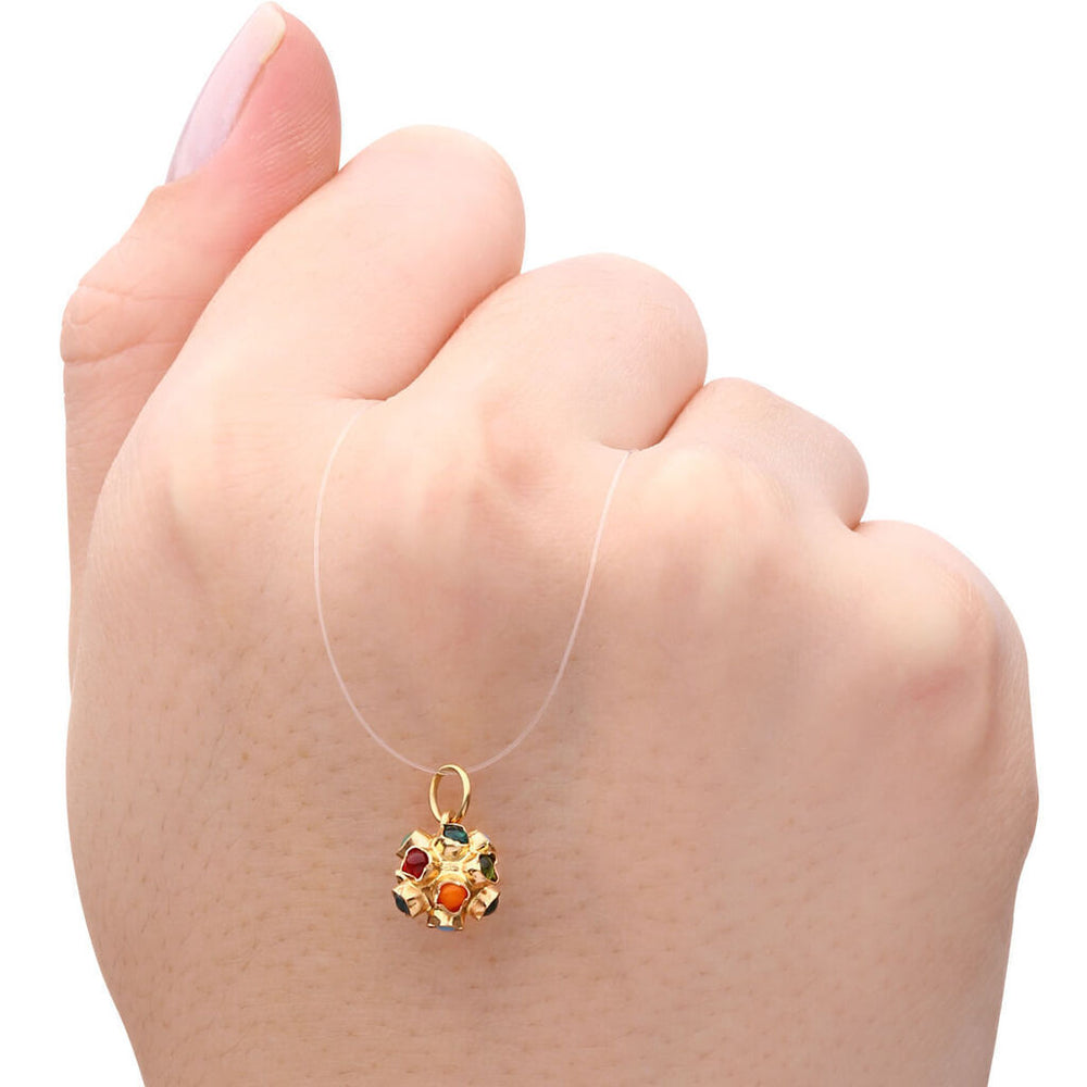 Pingente em Ouro Amarelo 18k Mamona com Mix de Pedras