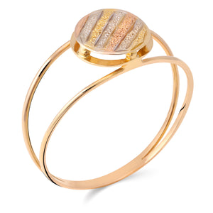 Anel de Ouro Três Cores com Efeito Diamantado - au am 18k