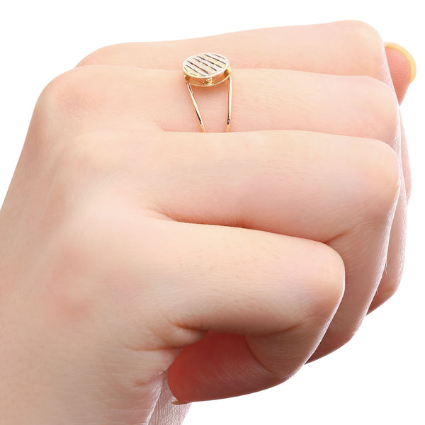 Anel de Ouro Três Cores com Efeito Diamantado - au am 18k