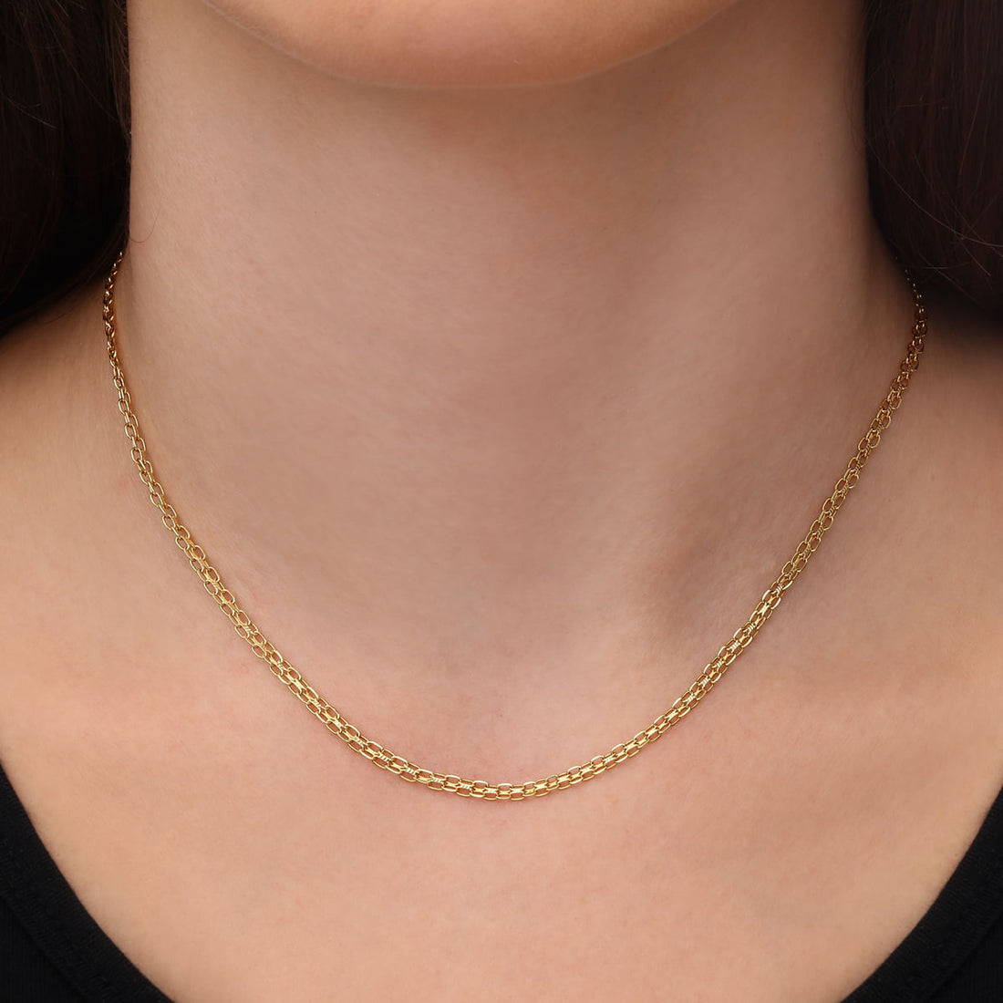 Corrente Elos Duplos - 40 cm - Au Am 18k