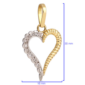 Pingente em ouro Amarelo e Branco 18k Coração Com Diamantes