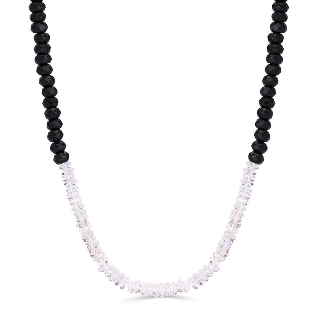 Colar em Prata 925 Briolet com Ônix e Quartzo Branco